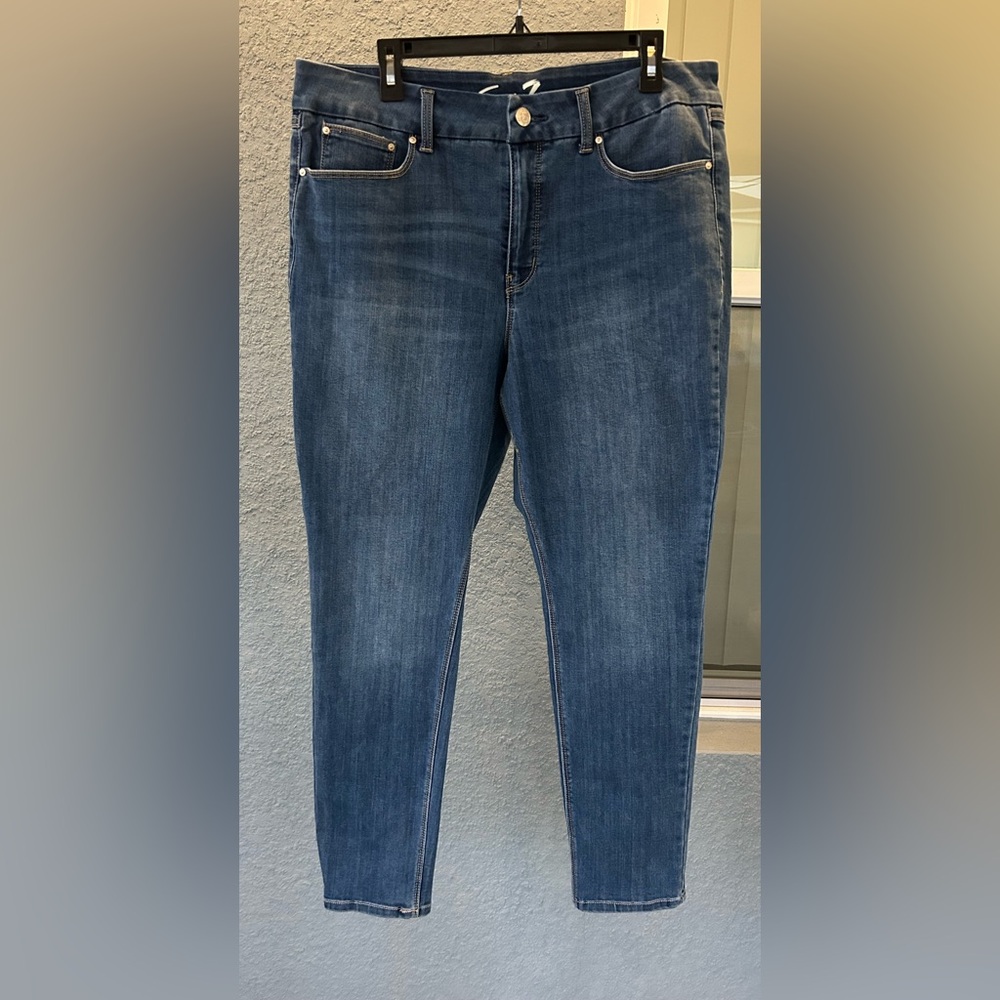 Seven7 Tummyless High Rise Skinny Medium Wash Jeans Size 16 Stretchy